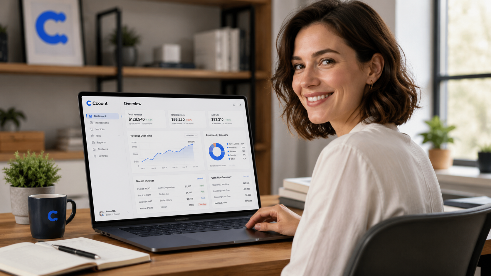 Professional using Ccount bookkeeping software